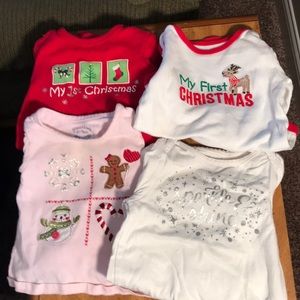 Lot of four baby’s first Christmas shirts